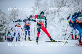 28.11.2021, Ruka, Finland (FIN): Eric Rosjoe (SWE), Zanden Mcmullen (USA), Naoto Baba (JPN), (l-r)  - FIS world cup cross-country, pursuit men, Ruka (FIN). www.nordicfocus.com. © Modica/NordicFocus. Every downloaded picture is fee-liable.