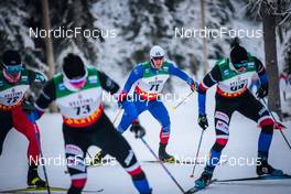 28.11.2021, Ruka, Finland (FIN): Masato Tanaka (JPN), Petr Knop (CZE), Snorri Eythor Einarsson (ISL), Thomas Maloney Westgaard (IRL), (l-r)  - FIS world cup cross-country, pursuit men, Ruka (FIN). www.nordicfocus.com. © Modica/NordicFocus. Every downloaded picture is fee-liable.