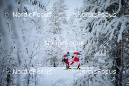 28.11.2021, Ruka, Finland (FIN): Hiroyuki Miyazawa (JPN), Dominik Bury (POL), (l-r)  - FIS world cup cross-country, pursuit men, Ruka (FIN). www.nordicfocus.com. © Modica/NordicFocus. Every downloaded picture is fee-liable.