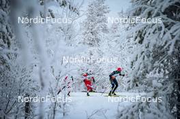 28.11.2021, Ruka, Finland (FIN): Dominik Bury (POL), Florian Notz (GER), (l-r)  - FIS world cup cross-country, pursuit men, Ruka (FIN). www.nordicfocus.com. © Modica/NordicFocus. Every downloaded picture is fee-liable.