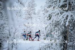 28.11.2021, Ruka, Finland (FIN): Perttu Hyvarinen (FIN), Olivier Leveille (CAN), Gus Schumacher (USA), (l-r)  - FIS world cup cross-country, pursuit men, Ruka (FIN). www.nordicfocus.com. © Modica/NordicFocus. Every downloaded picture is fee-liable.