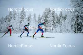 28.11.2021, Ruka, Finland (FIN): Masato Tanaka (JPN), Jan Pechousek (CZE), Snorri Eythor Einarsson (ISL), (l-r)  - FIS world cup cross-country, pursuit men, Ruka (FIN). www.nordicfocus.com. © Modica/NordicFocus. Every downloaded picture is fee-liable.