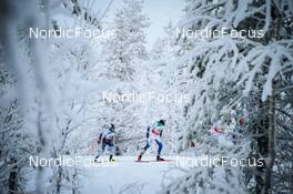 28.11.2021, Ruka, Finland (FIN): Arsi Ruuskanen (FIN), Eric Rosjoe (SWE), (l-r)  - FIS world cup cross-country, pursuit men, Ruka (FIN). www.nordicfocus.com. © Modica/NordicFocus. Every downloaded picture is fee-liable.