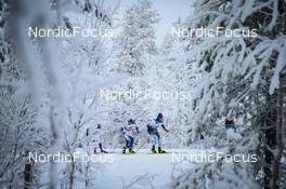 28.11.2021, Ruka, Finland (FIN): Eric Rosjoe (SWE), Gustaf Berglund (SWE), Alexander Stahlberg (FIN), (l-r)  - FIS world cup cross-country, pursuit men, Ruka (FIN). www.nordicfocus.com. © Modica/NordicFocus. Every downloaded picture is fee-liable.