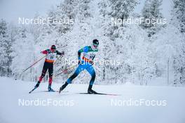 28.11.2021, Ruka, Finland (FIN): Antoine Cyr (CAN), Hugo Lapalus (FRA), (l-r)  - FIS world cup cross-country, pursuit men, Ruka (FIN). www.nordicfocus.com. © Modica/NordicFocus. Every downloaded picture is fee-liable.