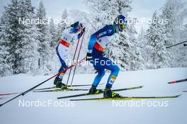 28.11.2021, Ruka, Finland (FIN): Fredrik Andersson (SWE), Roman Furger (SUI), (l-r)  - FIS world cup cross-country, pursuit men, Ruka (FIN). www.nordicfocus.com. © Modica/NordicFocus. Every downloaded picture is fee-liable.