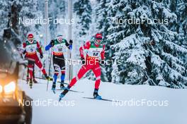 28.11.2021, Ruka, Finland (FIN): Sergey Ustiugov (RUS), Michal Novak (CZE), Artem Maltsev (RUS), (l-r)  - FIS world cup cross-country, pursuit men, Ruka (FIN). www.nordicfocus.com. © Modica/NordicFocus. Every downloaded picture is fee-liable.