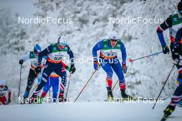 28.11.2021, Ruka, Finland (FIN): Martin Himma (EST), Ben Ogden (USA), Snorri Eythor Einarsson (ISL), (l-r)  - FIS world cup cross-country, pursuit men, Ruka (FIN). www.nordicfocus.com. © Modica/NordicFocus. Every downloaded picture is fee-liable.