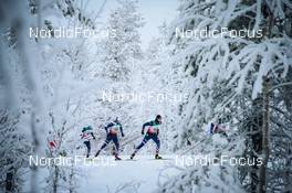 28.11.2021, Ruka, Finland (FIN): Hunter Wonders (USA), Ben Ogden (USA), Luke Jager (USA), (l-r)  - FIS world cup cross-country, pursuit men, Ruka (FIN). www.nordicfocus.com. © Modica/NordicFocus. Every downloaded picture is fee-liable.