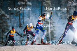 28.11.2021, Ruka, Finland (FIN): Caitlin Patterson (USA), Julia Kern (USA), Eveliina Piippo (FIN), Sophia Laukli (USA), (l-r)  - FIS world cup cross-country, pursuit women, Ruka (FIN). www.nordicfocus.com. © Modica/NordicFocus. Every downloaded picture is fee-liable.