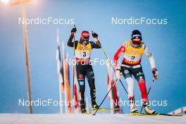 28.11.2021, Ruka, Finland (FIN): Katharina Hennig (GER), Therese Johaug (NOR), (l-r)  - FIS world cup cross-country, pursuit women, Ruka (FIN). www.nordicfocus.com. © Modica/NordicFocus. Every downloaded picture is fee-liable.