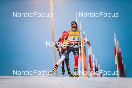 28.11.2021, Ruka, Finland (FIN): Katharina Hennig (GER), Therese Johaug (NOR), (l-r)  - FIS world cup cross-country, pursuit women, Ruka (FIN). www.nordicfocus.com. © Modica/NordicFocus. Every downloaded picture is fee-liable.