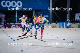 28.11.2021, Ruka, Finland (FIN): Ebba Andersson (SWE), Rosie Brennan (USA), Heidi Weng (NOR), (l-r)  - FIS world cup cross-country, pursuit women, Ruka (FIN). www.nordicfocus.com. © Modica/NordicFocus. Every downloaded picture is fee-liable.