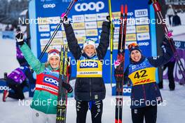 04.12.2021, Lillehammer, Norway (NOR): Therese Johaug (NOR), Frida Karlsson (SWE), Rosie Brennan (USA), (l-r) - FIS world cup cross-country, 10km women, Lillehammer (NOR). www.nordicfocus.com. © Thibaut/NordicFocus. Every downloaded picture is fee-liable.