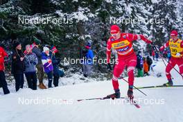 04.12.2021, Lillehammer, Norway (NOR): Denis Spitsov (RUS), Alexander Bolshunov (RUS), (l-r)  - FIS world cup cross-country, 15km men, Lillehammer (NOR). www.nordicfocus.com. © Thibaut/NordicFocus. Every downloaded picture is fee-liable.