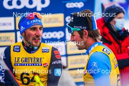 04.12.2021, Lillehammer, Norway (NOR): Jonas Dobler (GER), Hugo Lapalus (FRA), (l-r)  - FIS world cup cross-country, 15km men, Lillehammer (NOR). www.nordicfocus.com. © Thibaut/NordicFocus. Every downloaded picture is fee-liable.