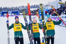 04.12.2021, Lillehammer, Norway (NOR): Hans Christer Holund (NOR), Simen Hegstad Krueger (NOR), Martin Loewstroem Nyenget (NOR), (l-r) - FIS world cup cross-country, 15km men, Lillehammer (NOR). www.nordicfocus.com. © Thibaut/NordicFocus. Every downloaded picture is fee-liable.