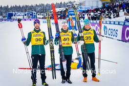 04.12.2021, Lillehammer, Norway (NOR): Hans Christer Holund (NOR), Simen Hegstad Krueger (NOR), Martin Loewstroem Nyenget (NOR), (l-r)  - FIS world cup cross-country, 15km men, Lillehammer (NOR). www.nordicfocus.com. © Thibaut/NordicFocus. Every downloaded picture is fee-liable.