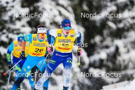 04.12.2021, Lillehammer, Norway (NOR): Clement Parisse (FRA), Remi Lindholm (FIN), (l-r)  - FIS world cup cross-country, 15km men, Lillehammer (NOR). www.nordicfocus.com. © Thibaut/NordicFocus. Every downloaded picture is fee-liable.