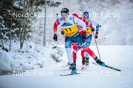 03.12.2021, Lillehammer, Norway (NOR): Finn Haagen Krogh (NOR), Alexander Terentev (RUS), Lauri Vuorinen (FIN), (l-r)  - FIS world cup cross-country, individual sprint, Lillehammer (NOR). www.nordicfocus.com. © Modica/NordicFocus. Every downloaded picture is fee-liable.