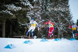 03.12.2021, Lillehammer, Norway (NOR): Marcus Grate (SWE), Alexander Bolshunov (RUS), Erik Valnes (NOR), (l-r)  - FIS world cup cross-country, individual sprint, Lillehammer (NOR). www.nordicfocus.com. © Modica/NordicFocus. Every downloaded picture is fee-liable.