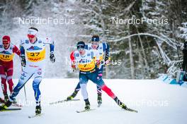 03.12.2021, Lillehammer, Norway (NOR): Gleb Retivykh (RUS), Johan Haeggstroem (SWE), Sindre Bjoernestad Skar (NOR), James Clinton Schoonmaker (USA), (l-r)  - FIS world cup cross-country, individual sprint, Lillehammer (NOR). www.nordicfocus.com. © Modica/NordicFocus. Every downloaded picture is fee-liable.