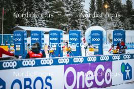 03.12.2021, Lillehammer, Norway (NOR): Thomas Helland Larsen (NOR), Richard Jouve (FRA), Lauri Vuorinen (FIN), Johannes Hoesflot Klaebo (NOR), Marcus Grate (SWE), Haavard Solaas Taugboel (NOR), (l-r)  - FIS world cup cross-country, individual sprint, Lillehammer (NOR). www.nordicfocus.com. © Modica/NordicFocus. Every downloaded picture is fee-liable.
