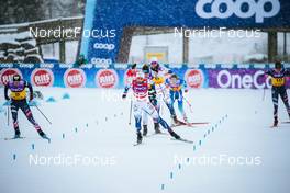 03.12.2021, Lillehammer, Norway (NOR): Jessie Diggins (USA), Maja Dahlqvist (SWE), Emma Ribom (SWE), Anamarija Lampic (SLO), Rosie Brennan (USA), (l-r)  - FIS world cup cross-country, individual sprint, Lillehammer (NOR). www.nordicfocus.com. © Modica/NordicFocus. Every downloaded picture is fee-liable.