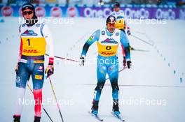 03.12.2021, Lillehammer, Norway (NOR): Johannes Hoesflot Klaebo (NOR), Richard Jouve (FRA), Haavard Solaas Taugboel (NOR), (l-r)  - FIS world cup cross-country, individual sprint, Lillehammer (NOR). www.nordicfocus.com. © Modica/NordicFocus. Every downloaded picture is fee-liable.