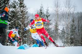 03.12.2021, Lillehammer, Norway (NOR): Erik Valnes (NOR), Marcus Grate (SWE), Alexander Bolshunov (RUS), (l-r)  - FIS world cup cross-country, individual sprint, Lillehammer (NOR). www.nordicfocus.com. © Modica/NordicFocus. Every downloaded picture is fee-liable.