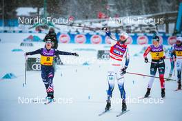 03.12.2021, Lillehammer, Norway (NOR): Jessie Diggins (USA), Maja Dahlqvist (SWE), Tiril Udnes Weng (NOR), Emma Ribom (SWE), (l-r)  - FIS world cup cross-country, individual sprint, Lillehammer (NOR). www.nordicfocus.com. © Modica/NordicFocus. Every downloaded picture is fee-liable.