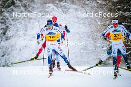 03.12.2021, Lillehammer, Norway (NOR): Marcus Grate (SWE), Juuso Haarala (FIN), Gleb Retivykh (RUS), Johan Haeggstroem (SWE), (l-r)  - FIS world cup cross-country, individual sprint, Lillehammer (NOR). www.nordicfocus.com. © Modica/NordicFocus. Every downloaded picture is fee-liable.