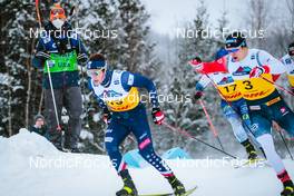 03.12.2021, Lillehammer, Norway (NOR): James Clinton Schoonmaker (USA), Lauri Vuorinen (FIN), Erik Valnes (NOR), (l-r)  - FIS world cup cross-country, individual sprint, Lillehammer (NOR). www.nordicfocus.com. © Modica/NordicFocus. Every downloaded picture is fee-liable.