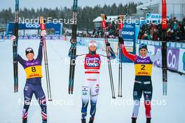 03.12.2021, Lillehammer, Norway (NOR): Jessie Diggins (USA), Maja Dahlqvist (SWE), Emma Ribom (SWE), (l-r) - FIS world cup cross-country, individual sprint, Lillehammer (NOR). www.nordicfocus.com. © Modica/NordicFocus. Every downloaded picture is fee-liable.