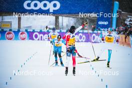 03.12.2021, Lillehammer, Norway (NOR): Richard Jouve (FRA), Johannes Hoesflot Klaebo (NOR), Thomas Helland Larsen (NOR), (l-r)  - FIS world cup cross-country, individual sprint, Lillehammer (NOR). www.nordicfocus.com. © Modica/NordicFocus. Every downloaded picture is fee-liable.