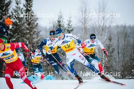03.12.2021, Lillehammer, Norway (NOR): Alexander Bolshunov (RUS), Finn Haagen Krogh (NOR), James Clinton Schoonmaker (USA), Marcus Grate (SWE), Erik Valnes (NOR), (l-r)  - FIS world cup cross-country, individual sprint, Lillehammer (NOR). www.nordicfocus.com. © Modica/NordicFocus. Every downloaded picture is fee-liable.
