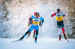 03.12.2021, Lillehammer, Norway (NOR): Sergey Ustiugov (RUS), Richard Jouve (FRA), Haavard Solaas Taugboel (NOR), (l-r)  - FIS world cup cross-country, individual sprint, Lillehammer (NOR). www.nordicfocus.com. © Modica/NordicFocus. Every downloaded picture is fee-liable.