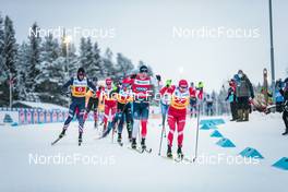05.12.2021, Lillehammer, Norway (NOR): Luke Jager (USA), Jonas Dobler (GER), Erik Valnes (NOR), Alexey Chervotkin (RUS), (l-r)  - FIS world cup cross-country, 4x7.5km men, Lillehammer (NOR). www.nordicfocus.com. © Modica/NordicFocus. Every downloaded picture is fee-liable.