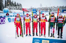 05.12.2021, Lillehammer, Norway (NOR): Sergey Ustiugov (RUS), Artem Maltsev (RUS), Ilia Semikov (RUS), Alexander Terentev (RUS), (l-r) - FIS world cup cross-country, 4x7.5km men, Lillehammer (NOR). www.nordicfocus.com. © Modica/NordicFocus. Every downloaded picture is fee-liable.