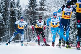 05.12.2021, Lillehammer, Norway (NOR): Niilo Moilanen (FIN), Graham Ritchie (CAN), Federico Pellegrino (ITA), Roman Furger (SUI), (l-r)  - FIS world cup cross-country, 4x7.5km men, Lillehammer (NOR). www.nordicfocus.com. © Modica/NordicFocus. Every downloaded picture is fee-liable.