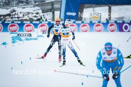 05.12.2021, Lillehammer, Norway (NOR): Janosch Brugger (GER), William Poromaa (SWE), (l-r)  - FIS world cup cross-country, 4x7.5km men, Lillehammer (NOR). www.nordicfocus.com. © Modica/NordicFocus. Every downloaded picture is fee-liable.
