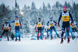 05.12.2021, Lillehammer, Norway (NOR): Graham Ritchie (CAN), Candide Pralong (SUI), Olivier Leveille (CAN), Roman Furger (SUI), (l-r)  - FIS world cup cross-country, 4x7.5km men, Lillehammer (NOR). www.nordicfocus.com. © Modica/NordicFocus. Every downloaded picture is fee-liable.