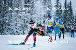 05.12.2021, Lillehammer, Norway (NOR): Antoine Cyr (CAN), Lauri Lepisto (FIN), Martin Loewstroem Nyenget (NOR), Lucas Boegl (GER), (l-r)  - FIS world cup cross-country, 4x7.5km men, Lillehammer (NOR). www.nordicfocus.com. © Modica/NordicFocus. Every downloaded picture is fee-liable.