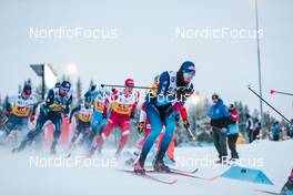 05.12.2021, Lillehammer, Norway (NOR): Lauri Vuorinen (FIN), Yevgeniy Velichko (KAZ), Hunter Wonders (USA), Jean Gaillard (Marc), Alexander Terentev (RUS), Beda Klee (SUI), (l-r)  - FIS world cup cross-country, 4x7.5km men, Lillehammer (NOR). www.nordicfocus.com. © Modica/NordicFocus. Every downloaded picture is fee-liable.