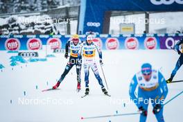 05.12.2021, Lillehammer, Norway (NOR): Janosch Brugger (GER), William Poromaa (SWE), (l-r)  - FIS world cup cross-country, 4x7.5km men, Lillehammer (NOR). www.nordicfocus.com. © Modica/NordicFocus. Every downloaded picture is fee-liable.