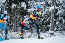 05.12.2021, Lillehammer, Norway (NOR): Jean Gaillard (Marc), Russell Kennedy (CAN), Jonas Dobler (GER), (l-r)  - FIS world cup cross-country, 4x7.5km men, Lillehammer (NOR). www.nordicfocus.com. © Modica/NordicFocus. Every downloaded picture is fee-liable.