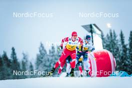 05.12.2021, Lillehammer, Norway (NOR): Denis Spitsov (RUS), Remi Lindholm (FIN), (l-r)  - FIS world cup cross-country, 4x7.5km men, Lillehammer (NOR). www.nordicfocus.com. © Modica/NordicFocus. Every downloaded picture is fee-liable.