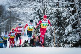05.12.2021, Lillehammer, Norway (NOR): Maurice Manificat (FRA), Iivo Niskanen (FIN), Emil Iversen (NOR), Martin Loewstroem Nyenget (NOR), Alexander Bolshunov (RUS), (l-r)  - FIS world cup cross-country, 4x7.5km men, Lillehammer (NOR). www.nordicfocus.com. © Modica/NordicFocus. Every downloaded picture is fee-liable.
