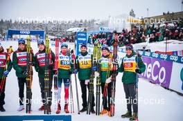 05.12.2021, Lillehammer, Norway (NOR): Harald Oestberg Amundsen (NOR), Hans Christer Holund (NOR), Martin Loewstroem Nyenget (NOR), Paal Golberg (NOR), (l-r) - FIS world cup cross-country, 4x7.5km men, Lillehammer (NOR). www.nordicfocus.com. © Modica/NordicFocus. Every downloaded picture is fee-liable.