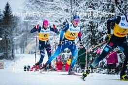 05.12.2021, Lillehammer, Norway (NOR): Gus Schumacher (USA), Candide Pralong (SUI), (l-r)  - FIS world cup cross-country, 4x7.5km men, Lillehammer (NOR). www.nordicfocus.com. © Modica/NordicFocus. Every downloaded picture is fee-liable.